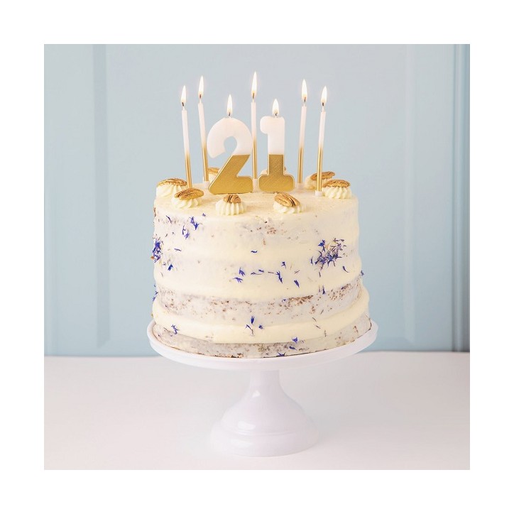 Number Candle 2 White Gold – Talking Tables Cake Candle 7.5cm