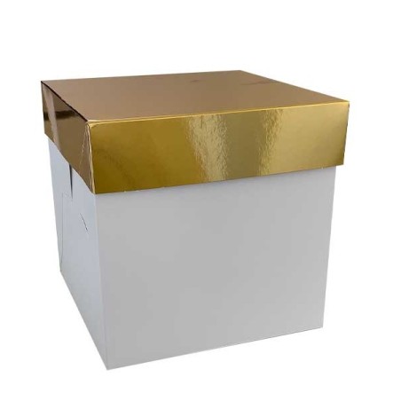 BULK Cake Boxes with Gold Lid 20x20x20cm - 25 pcs Cake Boxes White with Gold Lid 5339495