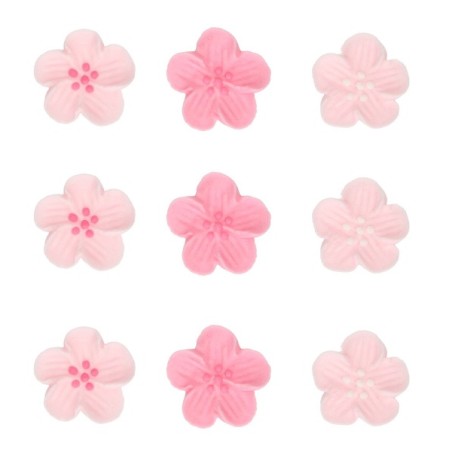 FunCakes Sugar Decorations Flower Mix Pink Set/24 - Pink Flower Cake Decor - Pink Sugar Flowers