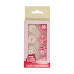 FunCakes White/Pink Mini Blossom Sugar Decorations, 64 pcs