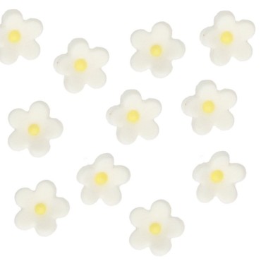 Glutenfreie Mini Zuckerblumen, Weisse Mini Blümchen Zuckerdekor, Mini Blossom Kuchendekor Weiss