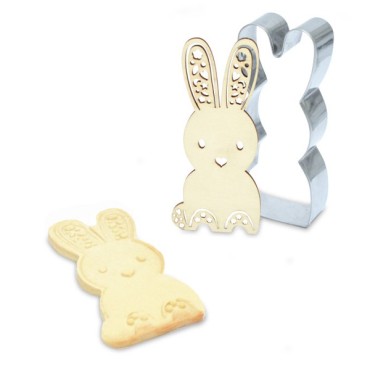 Cute Easter bunny Cookie Cutter - Rabbit Cutter 10cm ScrapCooking Bunny Cutter with Embosser