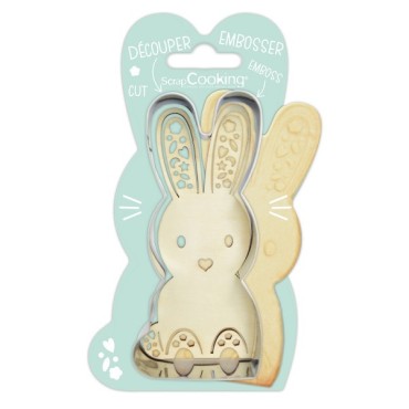 Cute Easter bunny Cookie Cutter - Rabbit Cutter 10cm ScrapCooking Bunny Cutter with Embosser