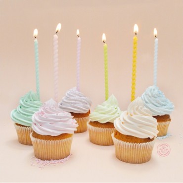 Pastel Twisted Cake Candles - Birthday Candles Curly Pastel - ScrapCooking Pastel 12cm Candles