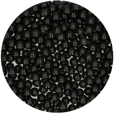 Schwarze grosse Zuckerperlen - Kuchendekor Perlen Schwarz 7mm - F52910 FunCakes Large Black Pearls