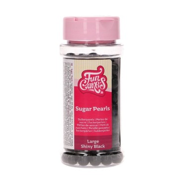 Large Sugar Pearls Black 7mm - Edible Pearls Black - Black Sugar Pearls FunCakes