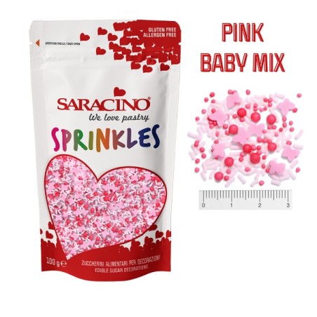 Allergene Free Sugar Sprinkles Pink Butterfly Mix Saracino Pink Baby Sprinkles SPRI007