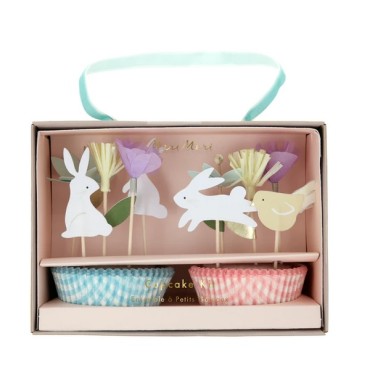 Meri Meri Easter Cupcake Kit (x 24 toppers) - Easter Bunny Cupcake Set with Toppers 218008