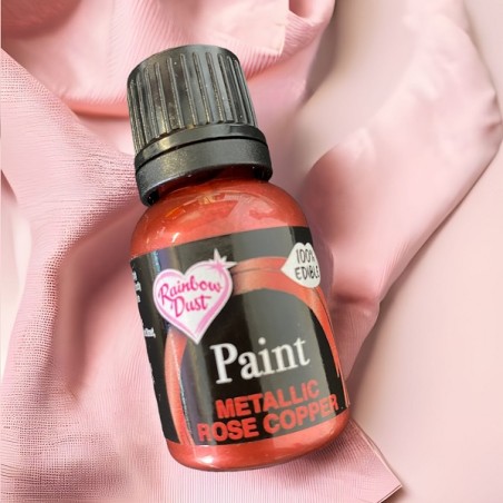 Rainbow Dust Paint Metallic Rose Copper Tio2 Free 25ml - Rose Copper Food Paint Colouring