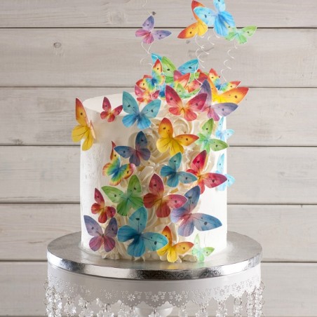 87 Butterfly Cake Decoration - 87 BUTTERFLIES WAFER CAKE DECORATION 3-6 CM