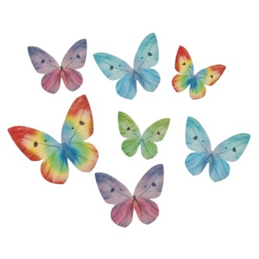 87 Butterfly Cake Decoration - 87 BUTTERFLIES WAFER CAKE DECORATION 3-6 CM