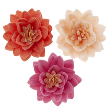 Essbare Lotusblüten Kuchendekor - Bunte Lotusblumen Tortendekoration - Esspapier Lotusblumen
