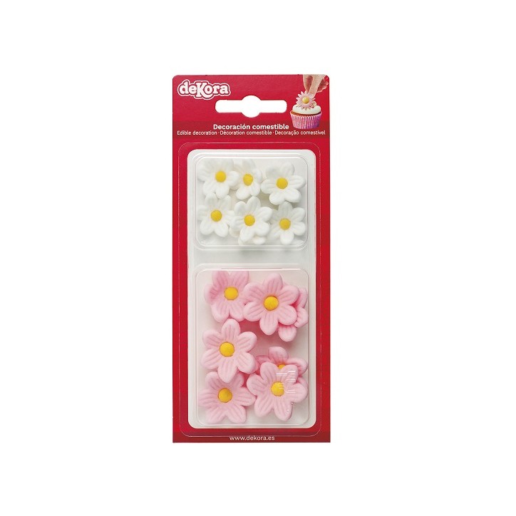 Daisy Sugar Flowers Pink White Cake Decoration 14pcs | Buy Switzerland