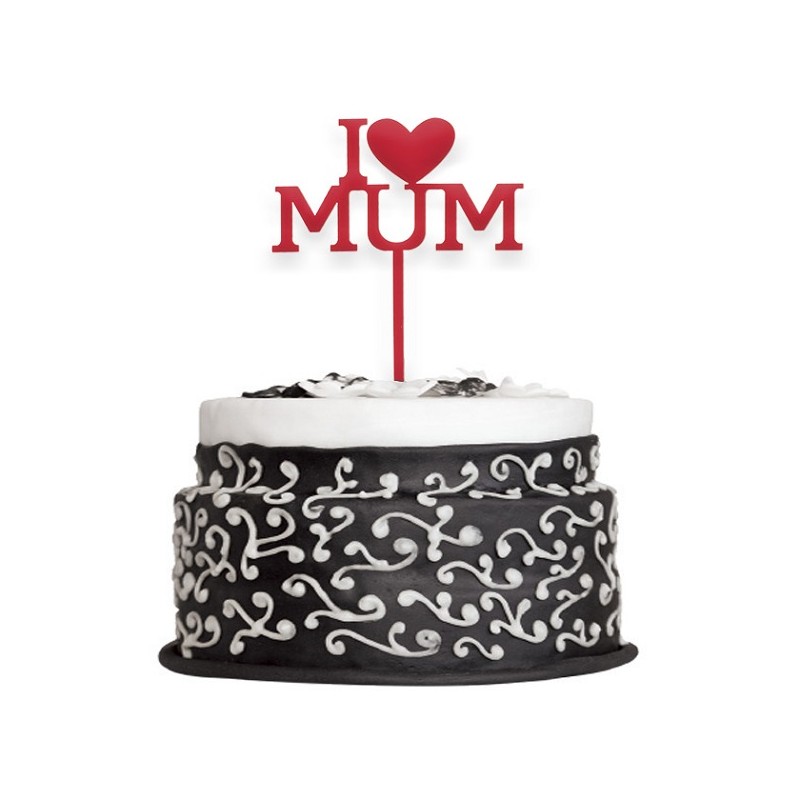 DeKora I Love Mum - Mothers Day Cake Topper 12x9.9cm