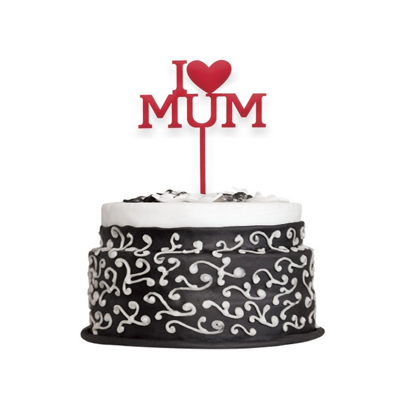 DeKora I Love Mum - Muttertags Kuchentopper 12x9.9cm