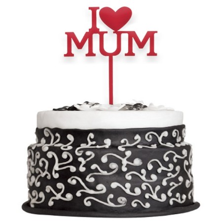 Dekora Mother's Day Cake Topper I Love Mum Cake Decoration - Mothersday Gift Idea