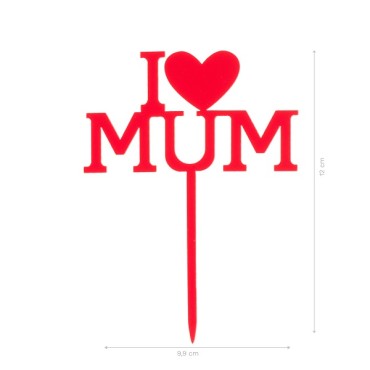 Dekora Mother's Day Cake Topper I Love Mum Cake Decoration - Mothersday Gift Idea
