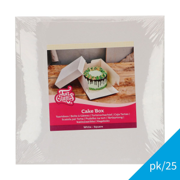 BULK Cake Boxes 20x20x15cm - Buy White Cake Boxes in Bulk - 25pcs cale bpxes - FunCakes Cake Box White 20x20x15 cm pk/25