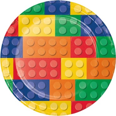 Lego Party Pappteller - Block Party Teller - Einwegteller Bauklötze - Duplo Kindergeburtstag