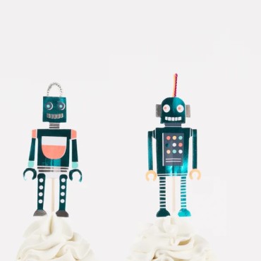 Robot Cupcake Kit with Robot Toppers 219115 - Meri Meri Robot Muffin Baking Set - Robot Baking Kit