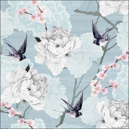 Paper Napkins Oriental Flowers Blue 13317315 - Cherry Blossom Napkins - Flower Napkins