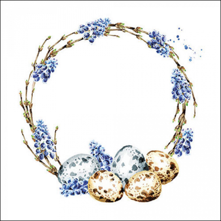 hyacinth wreath Easter Napkins - Paper Napkins Flower wreath with Eggs - Muscari Wreath Lunch Napkins FSC 23317155
