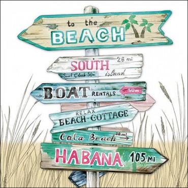 Holiday Napkins Road Sign to the Beach - Ambiente Habana Napkins - Summerparty Tissue Napkins FSC
