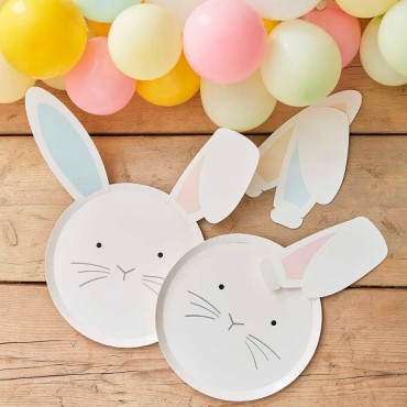 Easter Partyware - Easter Bunny Tableware - Ginger Ray bunny Paper Plates - Easter Decoration