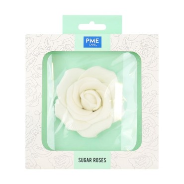 White Edible Sugar Rose - Cake Decor Roses - Edible Rose White - 90mm Sugarrose