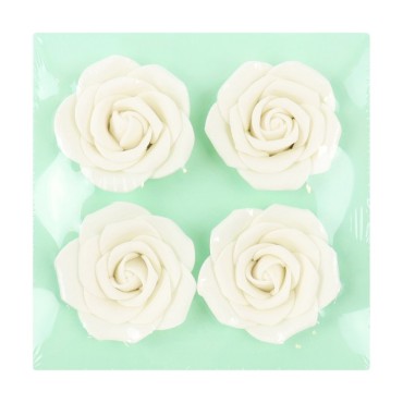 handgefertigte Zuckerblumen Rose - Zuckerrosen Weiss Tortendekoration - Essbare Rosen Kuchendekor