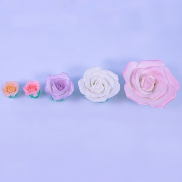 Pre-made Sugar Roses White - Wedding Cake decoration Roses Edible - PSR02W White Sugar Roses Set of 4