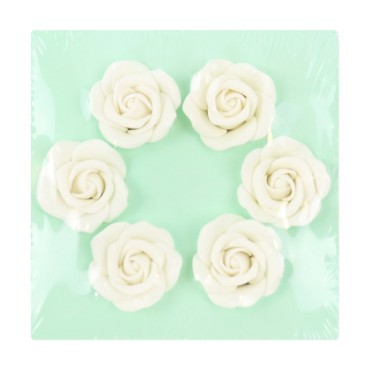 Halal Sugar Roses - Shop Pre-made Sugar Roses Cake Decor - Wedding Cake Roses White