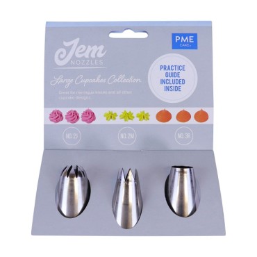 Jem Nozzle Set Cupcakes - Large Cupcake Collection Piping Nozzles #2J #2M #3R