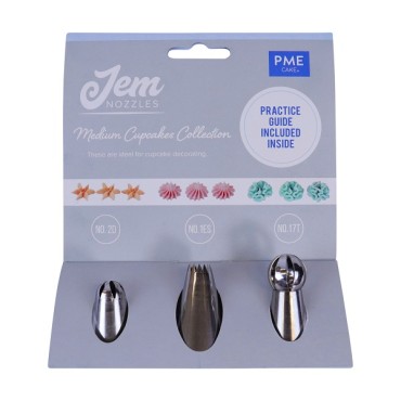 3 Jem Nozzles Medium Cupcakes Collection NZ1010 Drop Flower Star Nozzle Cloud Nozzle