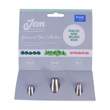 Gras Piping Set NZ1008 - Jem Nozzles Set – Grass & Hair Collection Pack of 3