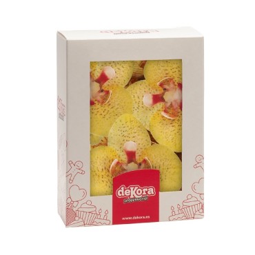 Edible Wafer Paper Orchids - Yellow Orchid Cake Decoration - Glutenfree Orchid Wafer Decorations