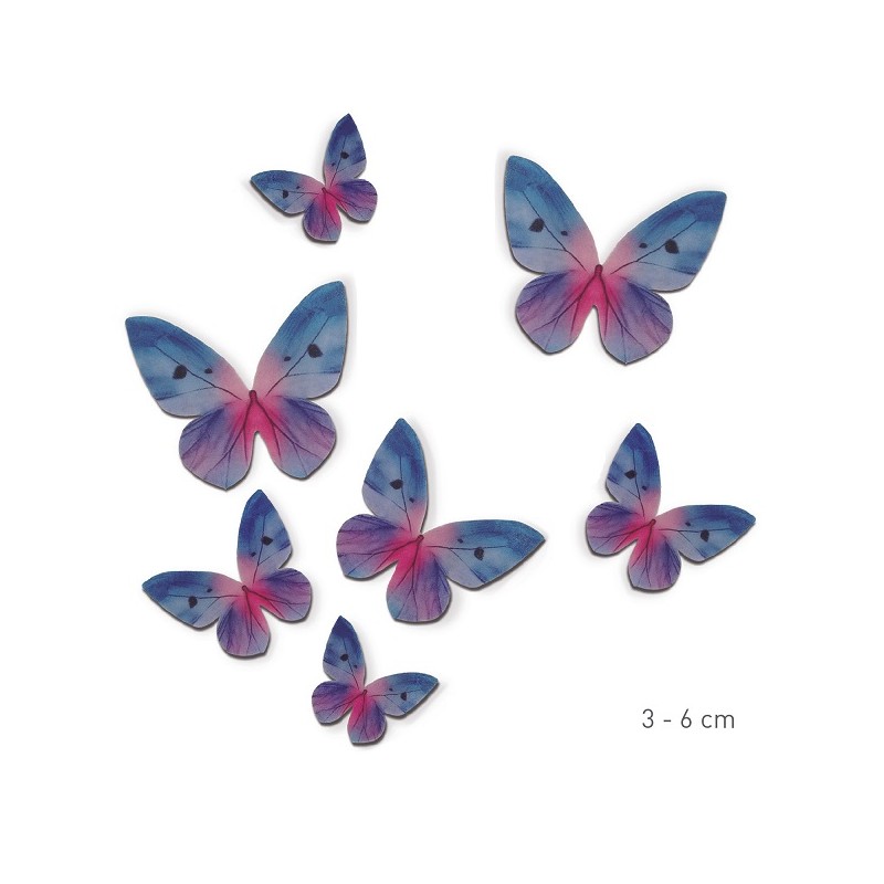 deKora Wafer Paper Butterflies Blue tones, 79 pcs