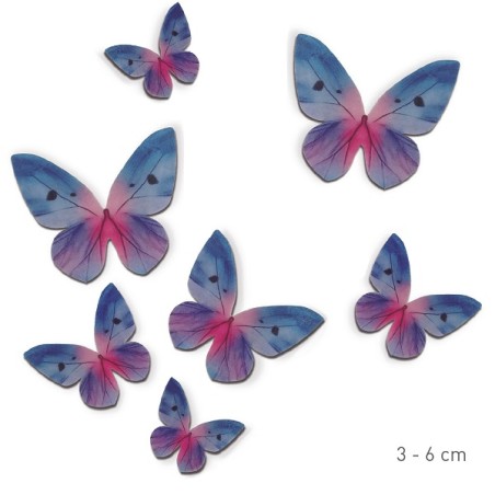 Kuchendekor Schmetterlinge Blau - Esspapier Schmetterlinge BULK - Grosshandel Tortendekor Schmetterlinge Oblaten
