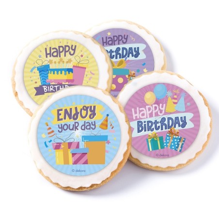 Glutenfree Birthday Muffin Topper - Edible Decoration HBD Topper - Edible Wafer paper Happy Birthday