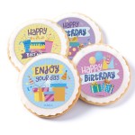 deKora Wafer Cake Disc Birthday Cupcake Toppers, 6pcs