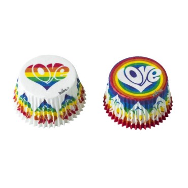 LGBT+ Cupcakeförmchen - Muffin Backförmchen Love is Love - Cupcake Papierförmchen Rainbow Love