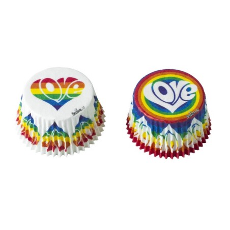 LGBT+ Cupcake Liners Love is Love Cupcake Baking Cups Rainbow Love Muffin Cups