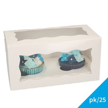 FunCakes Cupcake Box 2 - Blanco pk/25 - BULK Cupcakesboxes for 2pcs