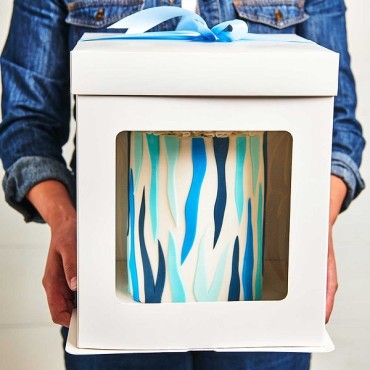 Extra Tall Cake Box with Window - Elegant Cake Box 26x26x29.4cm - FunCakes Tall Cake Box 26 x 26 x 29,4 cm - White