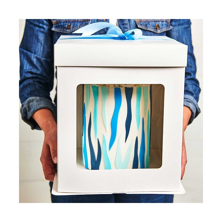 Extra Tall Cake Box with Window - Elegant Cake Box 26x26x29.4cm - FunCakes Tall Cake Box 26 x 26 x 29,4 cm - White Extra Tall Cake Box with Window - Elegant Cake Box 26x26x29.4cm - FunCakes Tall Cake Box 26 x 26 x 29,4 cm - White