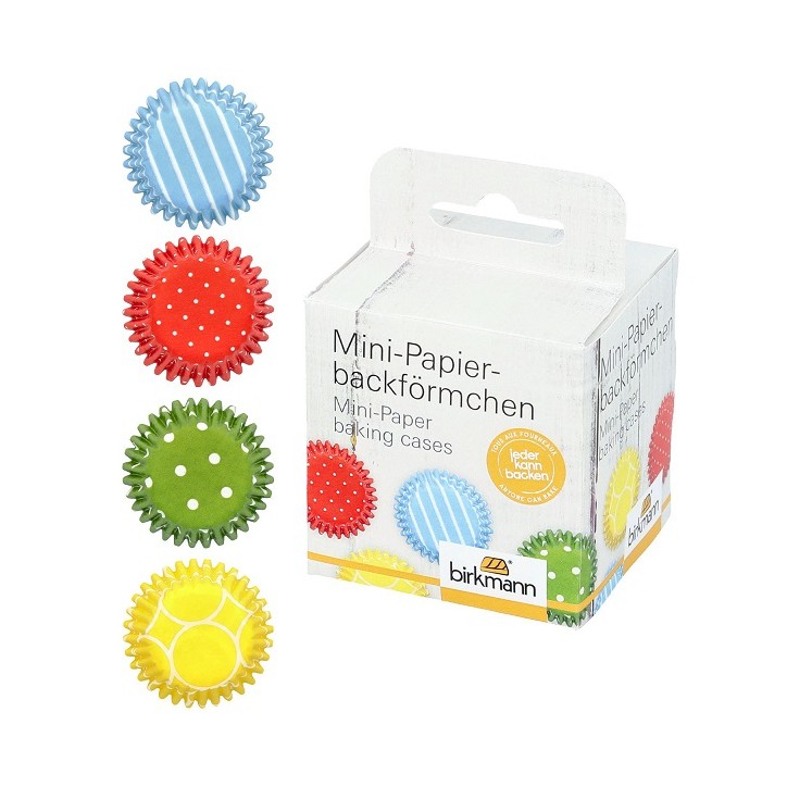 Birkmann Mini Cupcake Papierförmchen gemustert – 100 Stück bunt, für Mini-Muffins & Pralinen