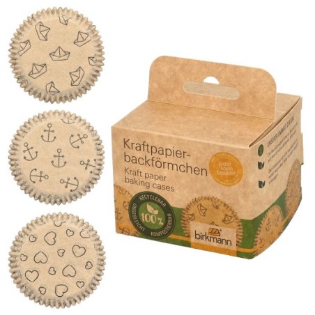 Kraftpapier Cupcakeförmchen AHOI - Kompostierbare Muffinförmchen - Maritime Cupcakebackförmchen