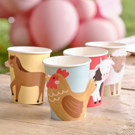 Farm Animals Paper Cups - Farm Animals Paper Party Cups
