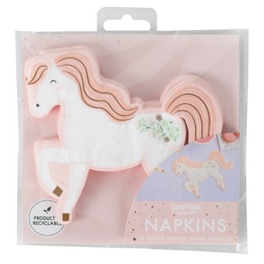 Princess Horse Paper Party Napkins - Horse Shaped Napkins - Horse Party Tableware