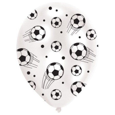 6 Latex Balloons All Round Printed Football 27.5 cm / 11"